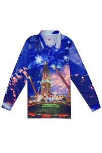 Customized Full Sublimation Personal Customized Long Sleeve Three Button Chest Polo Shirt Dye Sublimation Supplier P1381